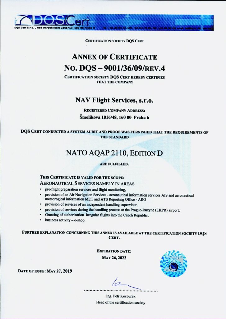 NAV Annex of Certificate NATO AQAP 2110